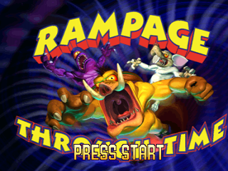 Rampage Through Time title screen for Playstation